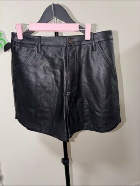 Free People Black FAKE LEATHER High-Waist Shorts